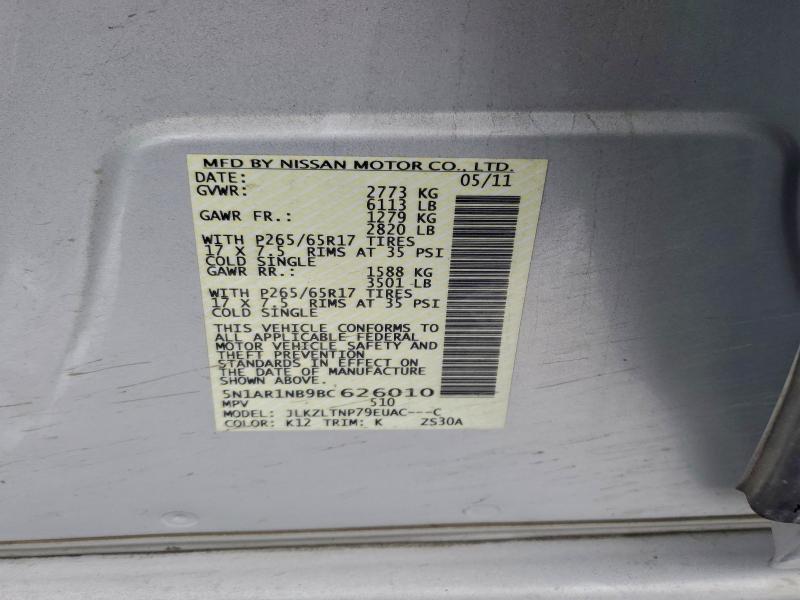 Aukcja sprzedaży 2011 Nissan Pathfinder, vin: 5N1AR1NB9BC626010, numer aukcji: 94712015
