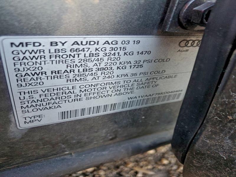Aukcja sprzedaży 2019 Audi Q7 Prestig, vin: WA1VAAF79KD040404, numer aukcji: 92392195