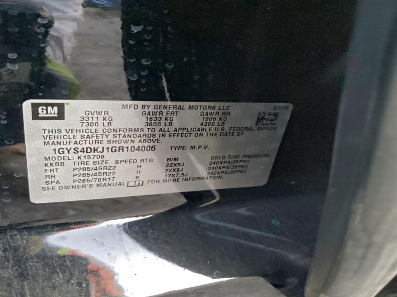 Продаж на аукціоні авто 2016 Cadillac Escalade, vin: 1GYS4DKJ1GR104006, номер лоту: 95798225