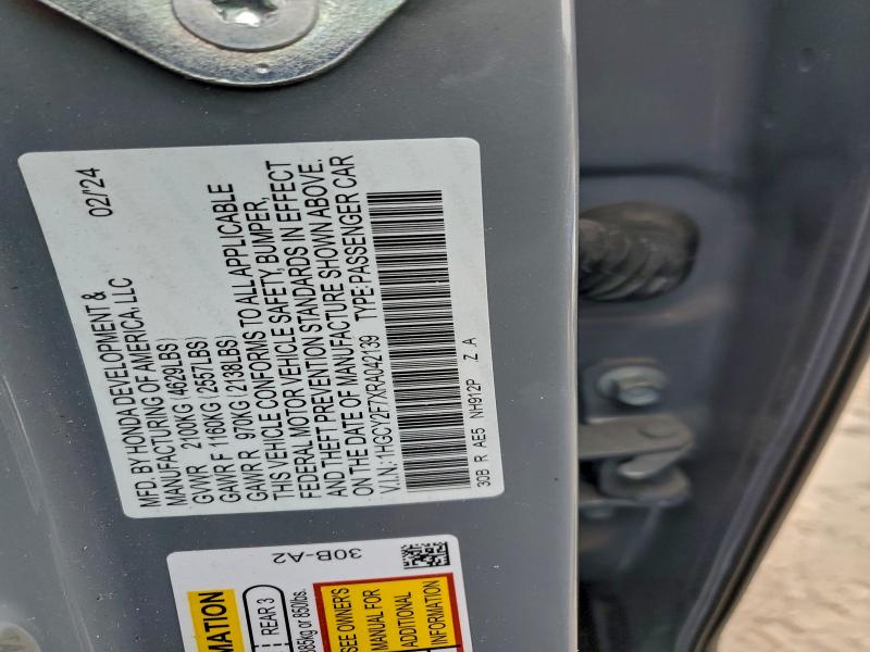 Продаж на аукціоні авто 2024 Honda Accord, vin: 1HGCY2F7XRA042139, номер лоту: 95476175