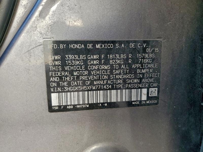 Aukcja sprzedaży 2015 Honda Fit Lx, vin: 3HGGK5H5XFM771434, numer aukcji: 96877205
