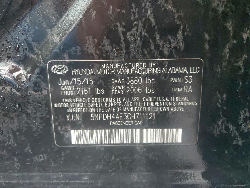 2016 Hyundai Elantra Se მანქანა იყიდება აუქციონზე, vin: 5NPDH4AE3GH711121, აუქციონის ნომერი: 98563565