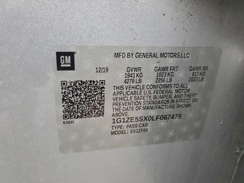 Aukcja sprzedaży 2020 Chevrolet Malibu, vin: 1G1ZE5SX0LF067479, numer aukcji: 95102735