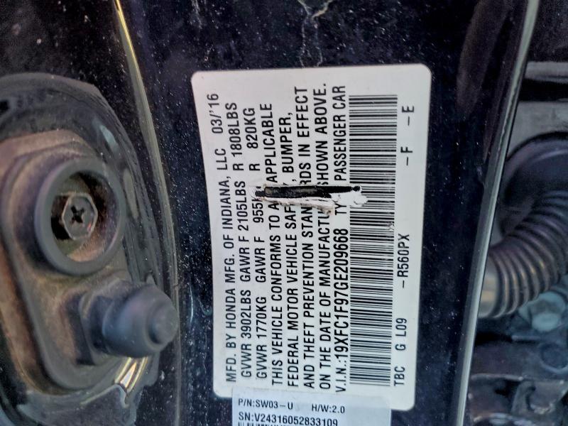 Aukcja sprzedaży 2016 Honda Civic, vin: 19XFC1F97GE209668, numer aukcji: 96998125