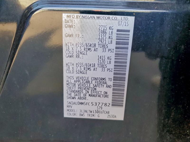 Продажа на аукционе авто 2015 Infiniti Qx60, vin: 5N1AL0MM5FC537782, номер лота: 96998205