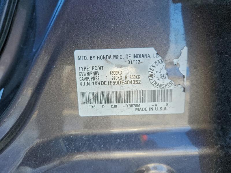 Auction sale of the 2013 Acura Ilx, vin: 19VDE1F59DE404352, lot number: 96244135
