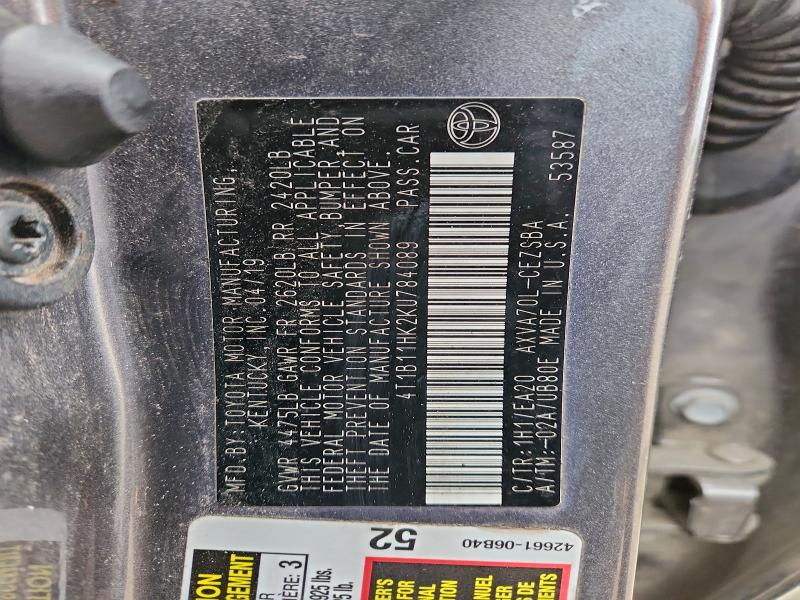 Aukcja sprzedaży 2019 Toyota Camry, vin: 4T1B11HK2KU784089, numer aukcji: 95765625