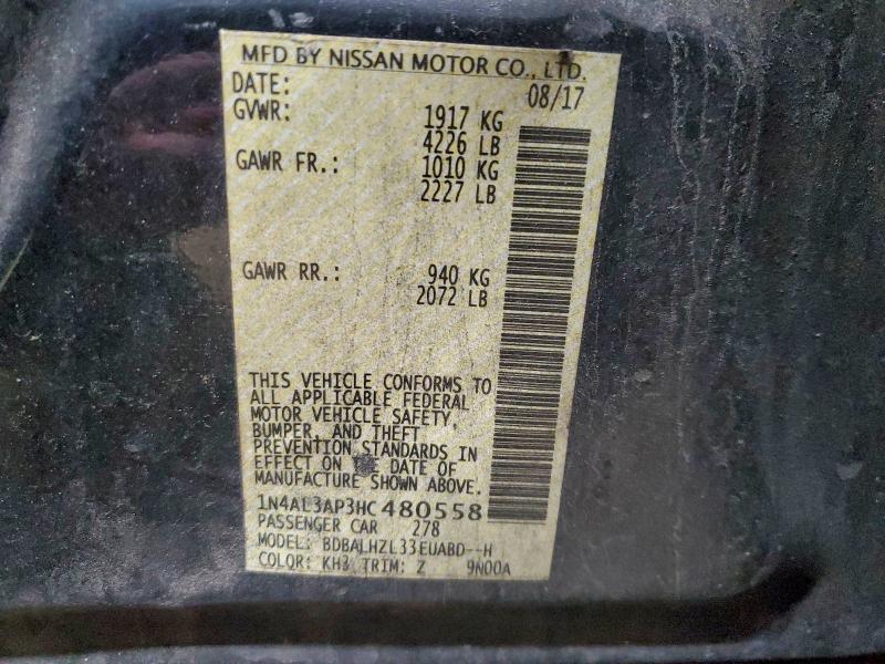 96118055 :رقم المزاد ، 1N4AL3AP3HC480558 vin ، 2017 Nissan Altima مزاد بيع