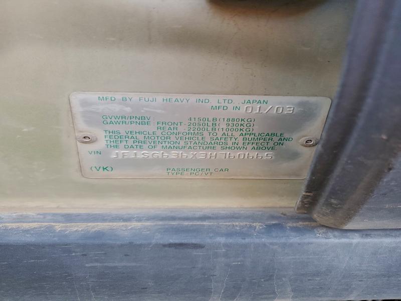 96380795 :رقم المزاد ، JF1SG636X3H760665 vin ، 2003 Subaru Forester مزاد بيع
