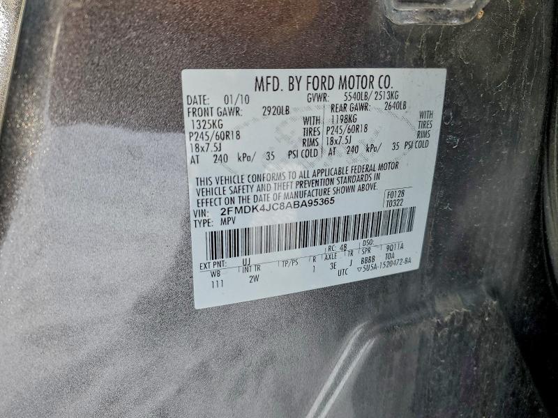 95733475 :رقم المزاد ، 2FMDK4JC8ABA95365 vin ، 2010 Ford Edge Sel مزاد بيع