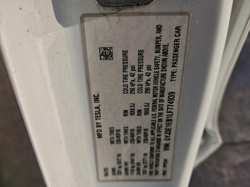 Продажа на аукционе авто 2020 Tesla Model 3, vin: 5YJ3E1EB1LF774939, номер лота: 96231635