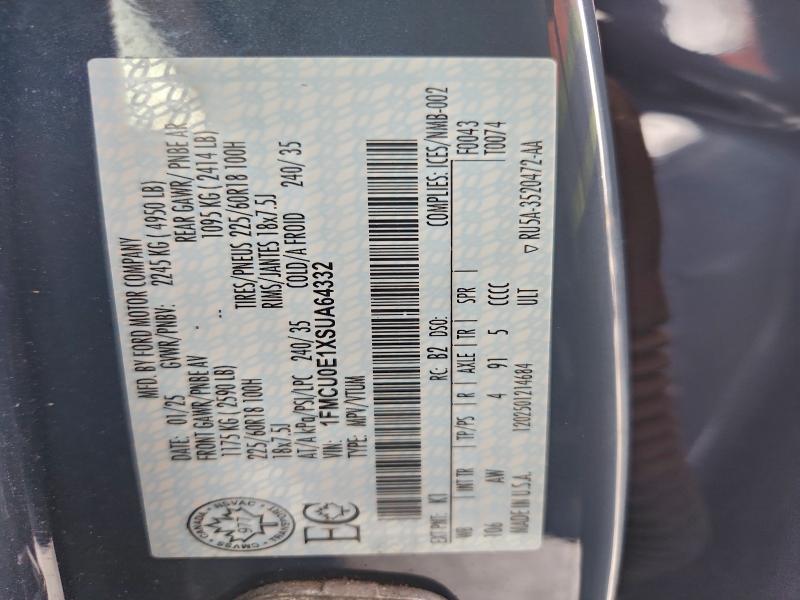 Aukcja sprzedaży 2025 Ford Escape, vin: 1FMCU0E1XSUA64332, numer aukcji: 96993025