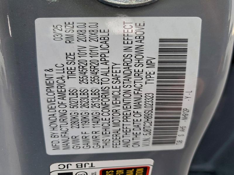 96186205 :رقم المزاد ، 5J8TC2H89SL023323 vin ، 2025 Acura Rdx مزاد بيع
