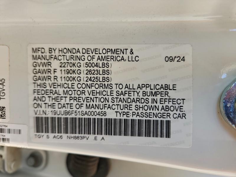 Aukcja sprzedaży 2025 Acura Tlx, vin: 19UUB6F51SA000458, numer aukcji: 94932265