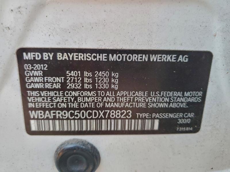 Продаж на аукціоні авто 2012 Bmw 550, vin: WBAFR9C50CDX78823, номер лоту: 95317125
