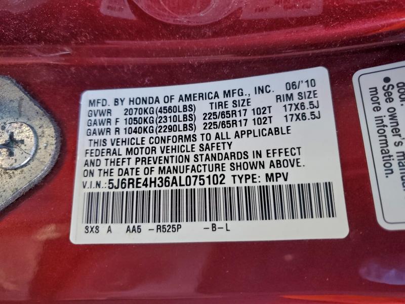 Aukcja sprzedaży 2010 Honda Cr-v Lx, vin: 5J6RE4H36AL075102, numer aukcji: 93649885