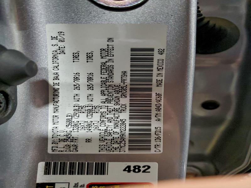 2019 Toyota Tacoma მანქანა იყიდება აუქციონზე, vin: 3TMCZ5AN9KM222045, აუქციონის ნომერი: 96956805