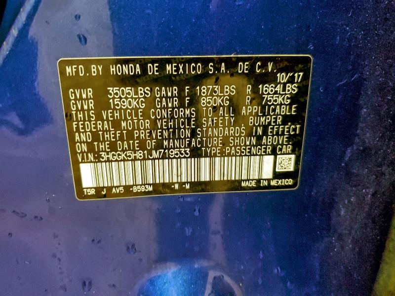Продажа на аукционе авто 2018 Honda Fit Ex, vin: 3HGGK5H81JM719533, номер лота: 97519295