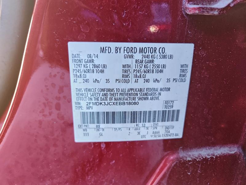 97599895 :رقم المزاد ، 2FMDK3JCXEBB18080 vin ، 2014 Ford Edge مزاد بيع