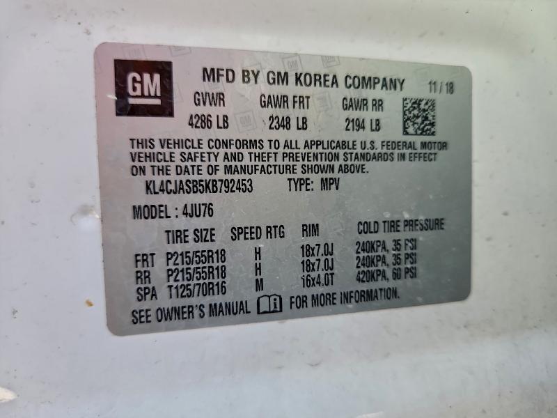 Aukcja sprzedaży 2019 Buick Encore, vin: KL4CJASB5KB792453, numer aukcji: 96043585