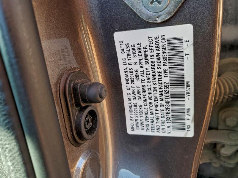 Aukcja sprzedaży 2015 Honda Civic, vin: 19XFB2F84FE062692, numer aukcji: 95385125