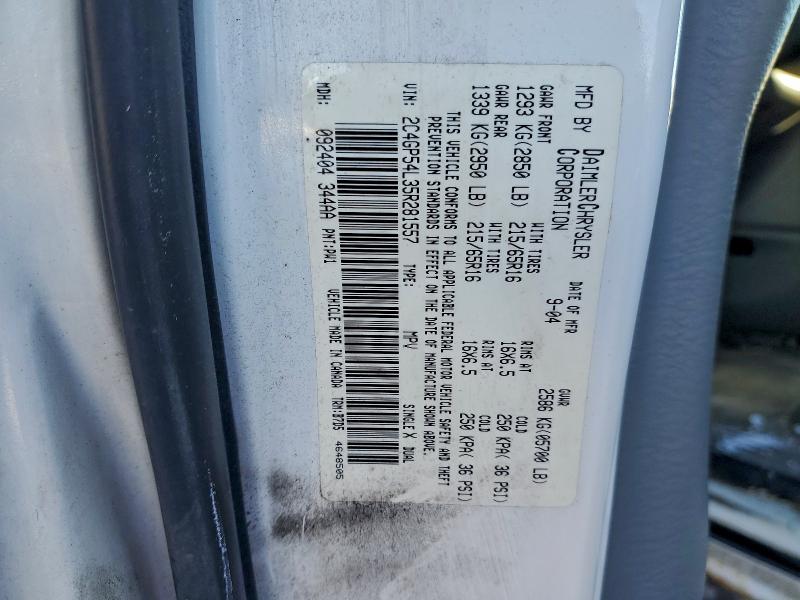 95308955 :رقم المزاد ، 2C4GP54L35R281557 vin ، 2005 Chrysler Town & Country مزاد بيع