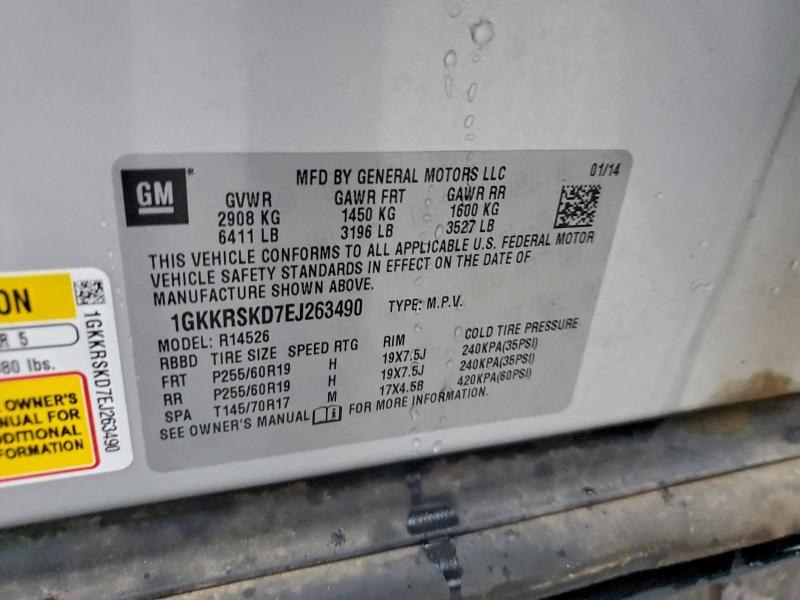 Продаж на аукціоні авто 2014 Gmc Acadia, vin: 1GKKRSKD7EJ263490, номер лоту: 95896955