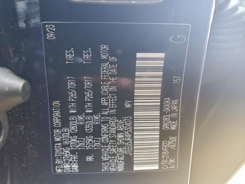2023 Toyota 4runner Sr მანქანა იყიდება აუქციონზე, vin: JTEEU5JR4P5304073, აუქციონის ნომერი: 86671755
