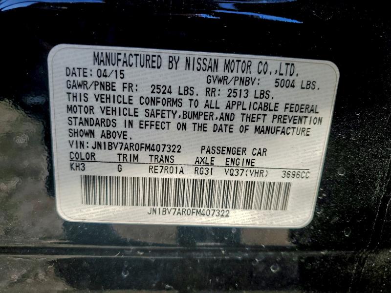 Aukcja sprzedaży 2015 Infiniti Q50 Base, vin: JN1BV7AR0FM407322, numer aukcji: 94788275