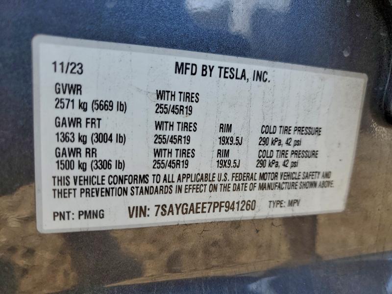 2023 Tesla Model Y მანქანა იყიდება აუქციონზე, vin: 7SAYGAEE7PF941260, აუქციონის ნომერი: 94784135