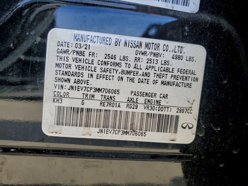 Aukcja sprzedaży 2021 Infiniti Q50, vin: JN1EV7CP3MM706065, numer aukcji: 97748625