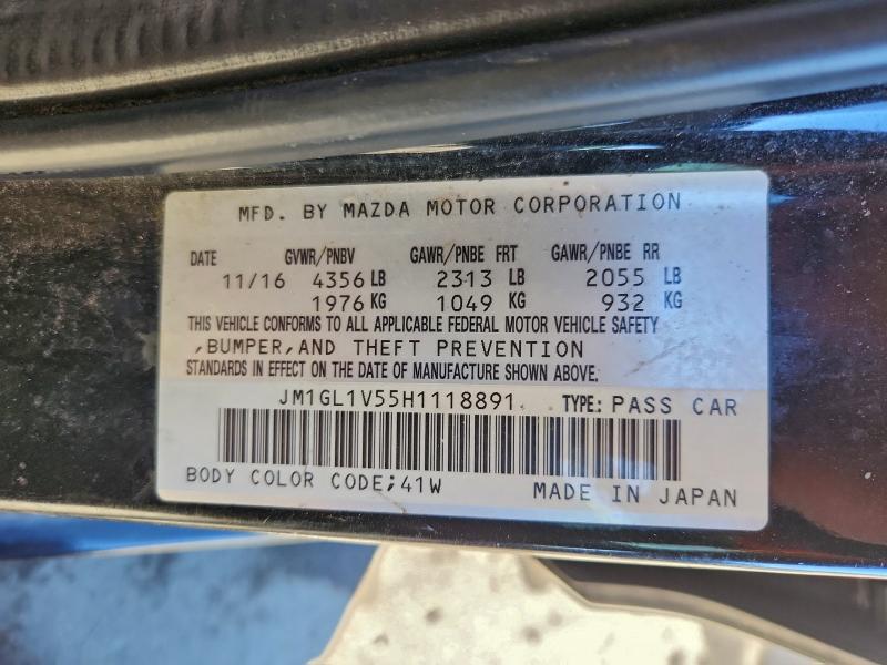 Aukcja sprzedaży 2017 Mazda 6, vin: JM1GL1V55H1118891, numer aukcji: 96848115