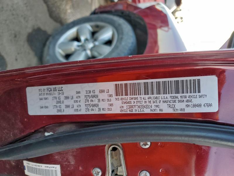 Aukcja sprzedaży 2019 Ram 1500 Class, vin: 1C6RR7FTXKS543314, numer aukcji: 96452275