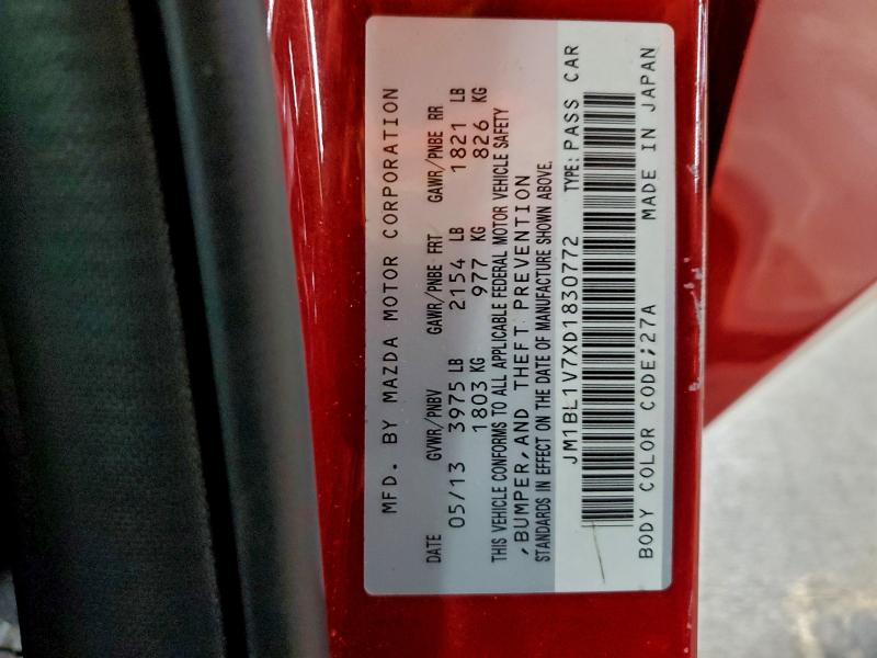 Продажа на аукционе авто 2013 Mazda 3, vin: JM1BL1V7XD1830772, номер лота: 96768255