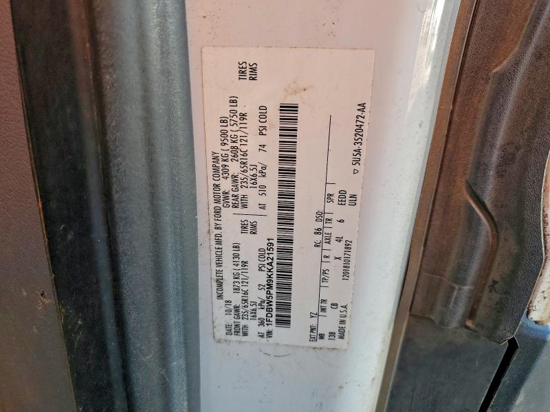 Продаж на аукціоні авто 2019 Ford Transit, vin: 1FDBW5PM9KKA21591, номер лоту: 95129995