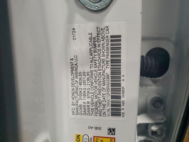 Продажа на аукционе авто 2024 Honda Accord, vin: 1HGCY2F65RA033887, номер лота: 97332505