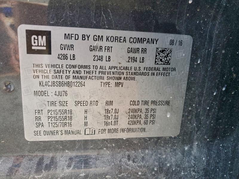 Aukcja sprzedaży 2017 Buick Encore, vin: KL4CJBSB6HB012264, numer aukcji: 94906295