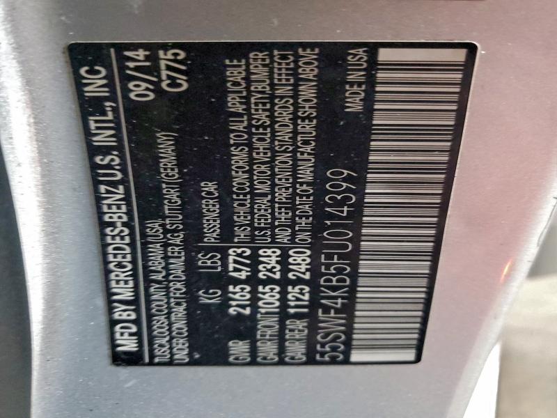 94556025 :رقم المزاد ، 55SWF4KB5FU014399 vin ، 2015 Mercedes-benz C مزاد بيع