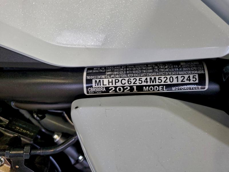 Aukcja sprzedaży 2021 Honda Cbr 500r, vin: MLHPC6254M5201245, numer aukcji: 94826355