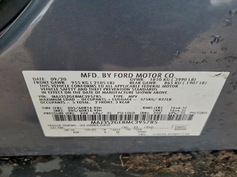 Продаж на аукціоні авто 2021 Ford Ecosport S, vin: MAJ3S2GE8MC395785, номер лоту: 92929865