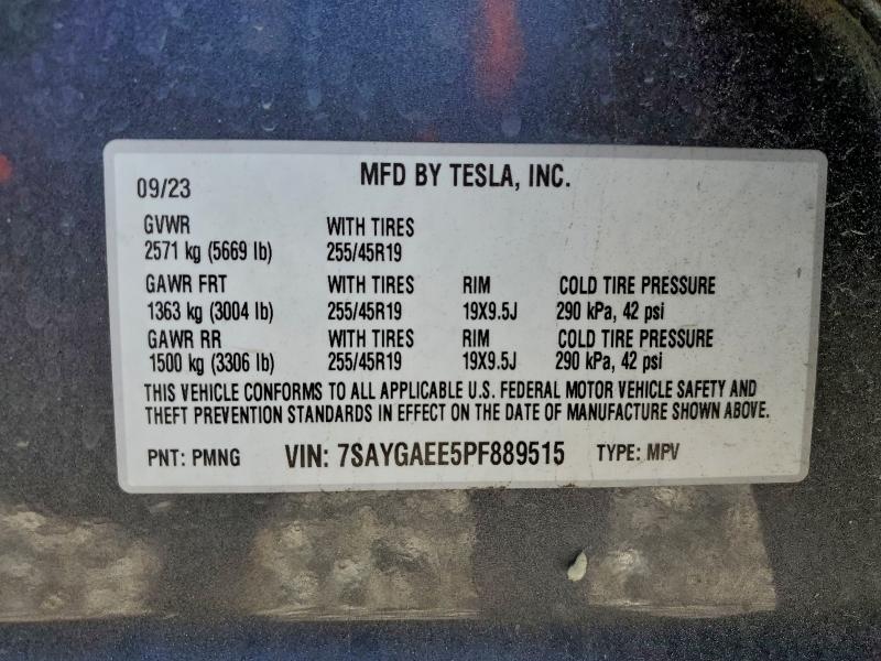 2023 Tesla Model Y მანქანა იყიდება აუქციონზე, vin: 7SAYGAEE5PF889515, აუქციონის ნომერი: 96005775