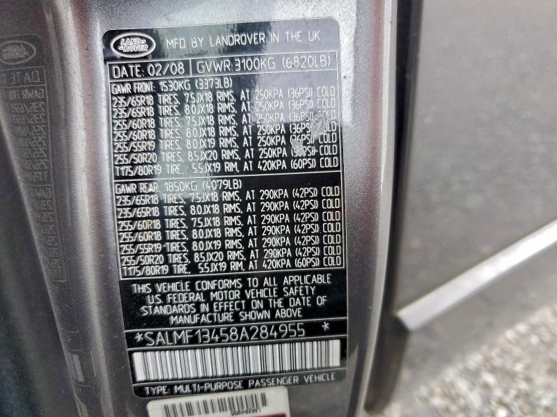 Продаж на аукціоні авто 2008 Land Rover Range Rover, vin: SALMF13458A284955, номер лоту: 98250245