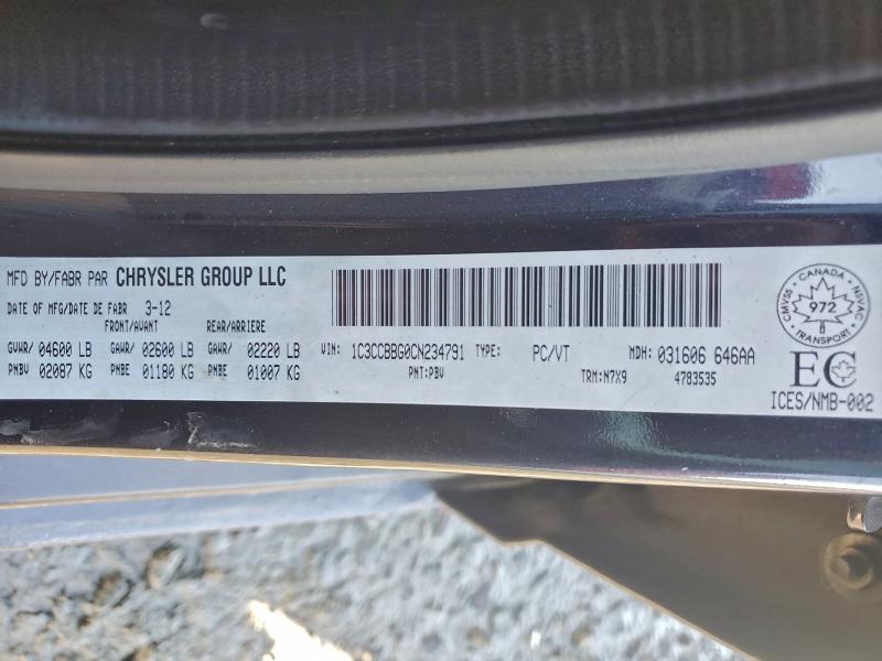 Auction sale of the 2012 Chrysler 200 Tourin, vin: 1C3CCBBG0CN234791, lot number: 96691995