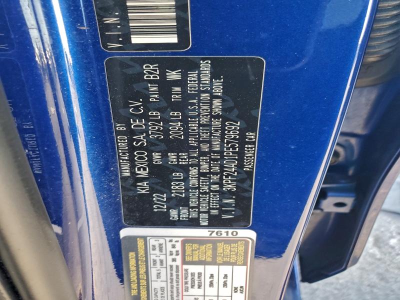 2023 Kia Forte მანქანა იყიდება აუქციონზე, vin: 3KPF24AD1PE579692, აუქციონის ნომერი: 96908505