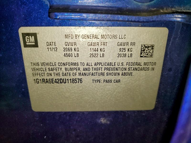 Aukcja sprzedaży 2013 Chevrolet Volt, vin: 1G1RA6E42DU118576, numer aukcji: 95883385
