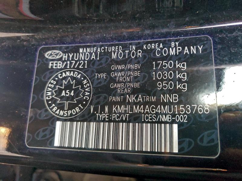 Продажа на аукционе авто 2021 Hyundai Elantra, vin: KMHLM4AG4MU153768, номер лота: 96309935