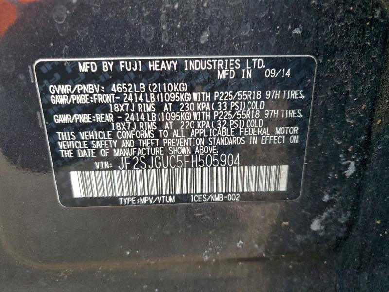 Aukcja sprzedaży 2015 Subaru Forester 2, vin: JF2SJGUC5FH505904, numer aukcji: 98649575