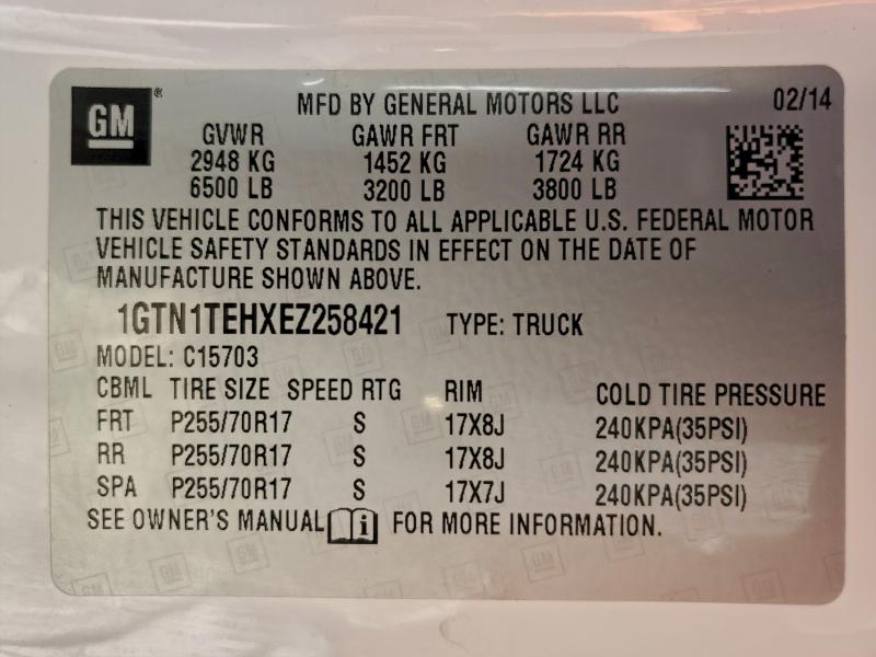 Aukcja sprzedaży 2014 Gmc Sierra, vin: 1GTN1TEHXEZ258421, numer aukcji: 95949895
