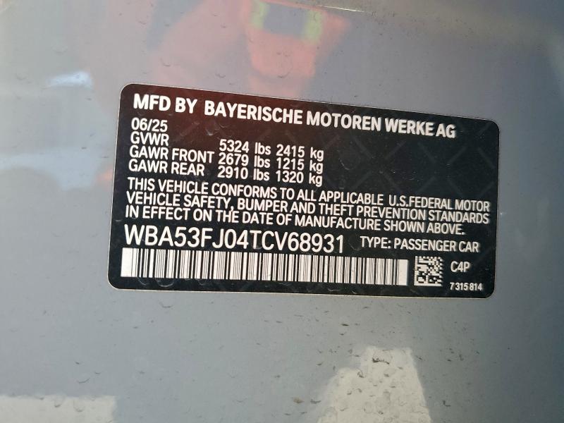 Продажа на аукционе авто 2026 Bmw 530, vin: WBA53FJ04TCV68931, номер лота: 97173925