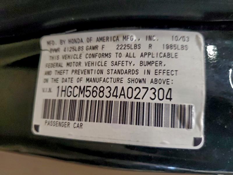 97332065 :رقم المزاد ، 1HGCM56834A027304 vin ، 2004 Honda Accord مزاد بيع